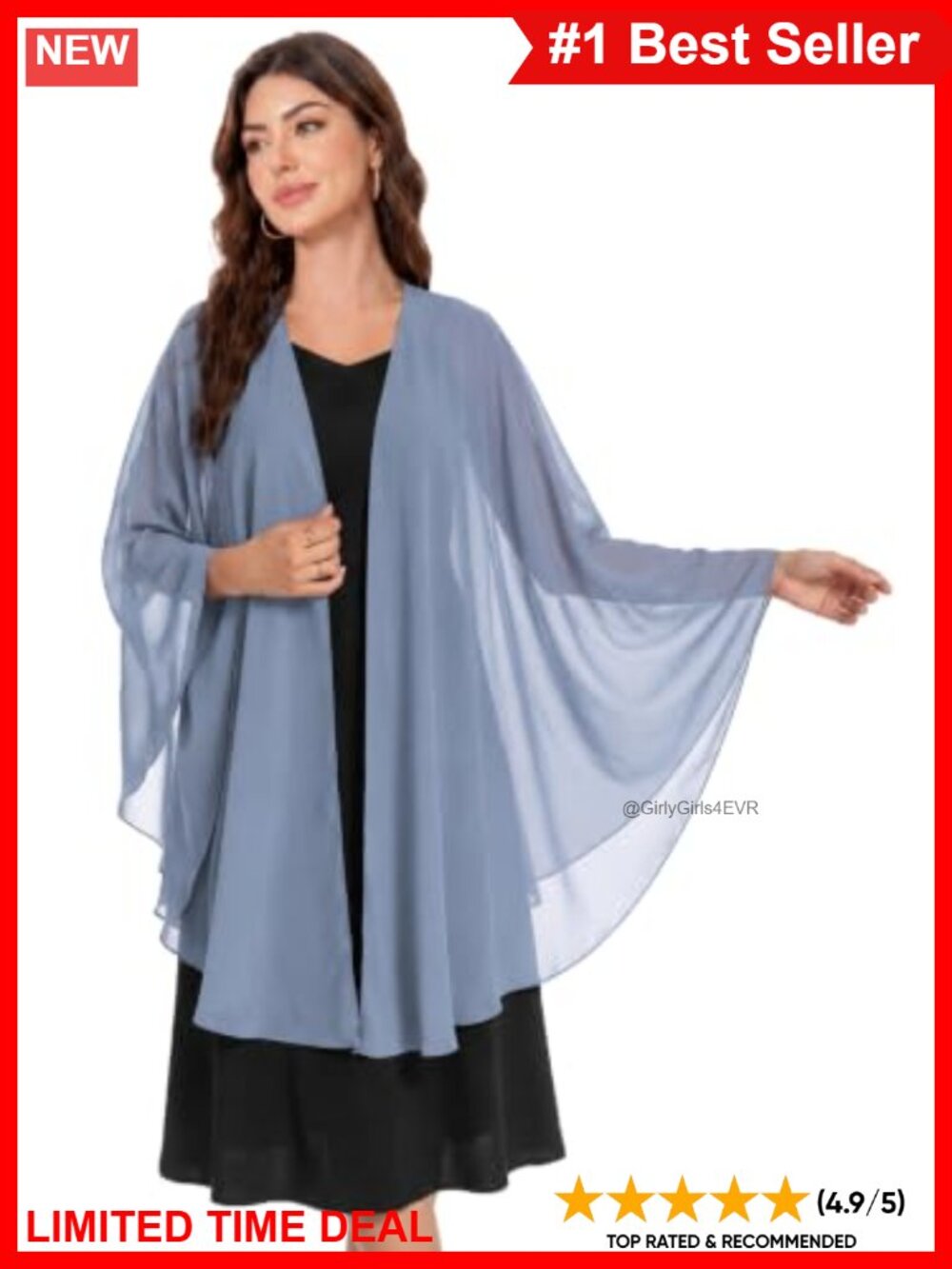 Chiffon Shawl Wrap for Evening Dress Wedding Party Women's Cover Up